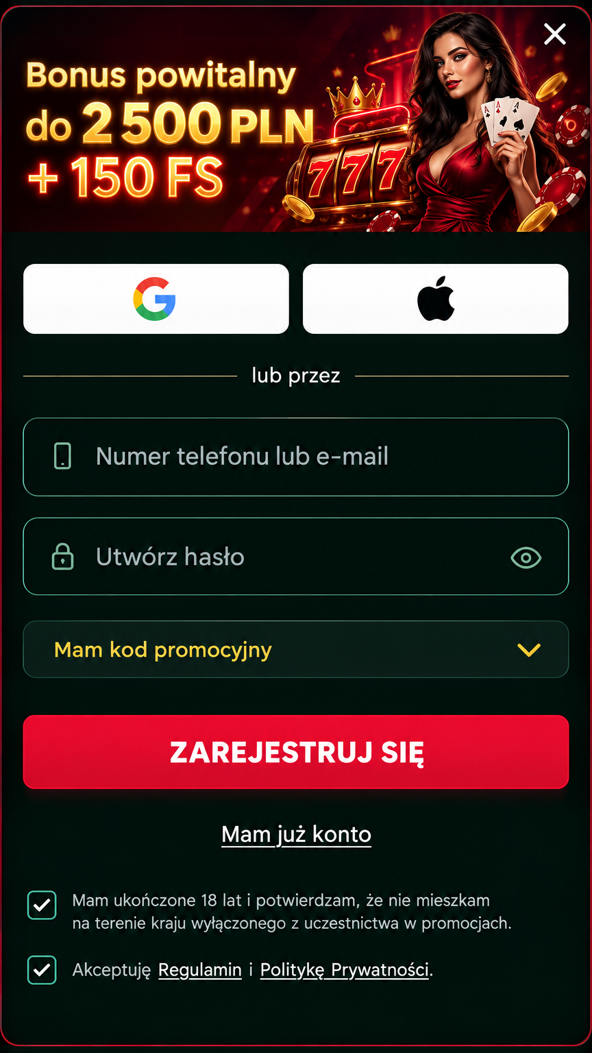 Rejestracja konta w serwisie 777 Casino